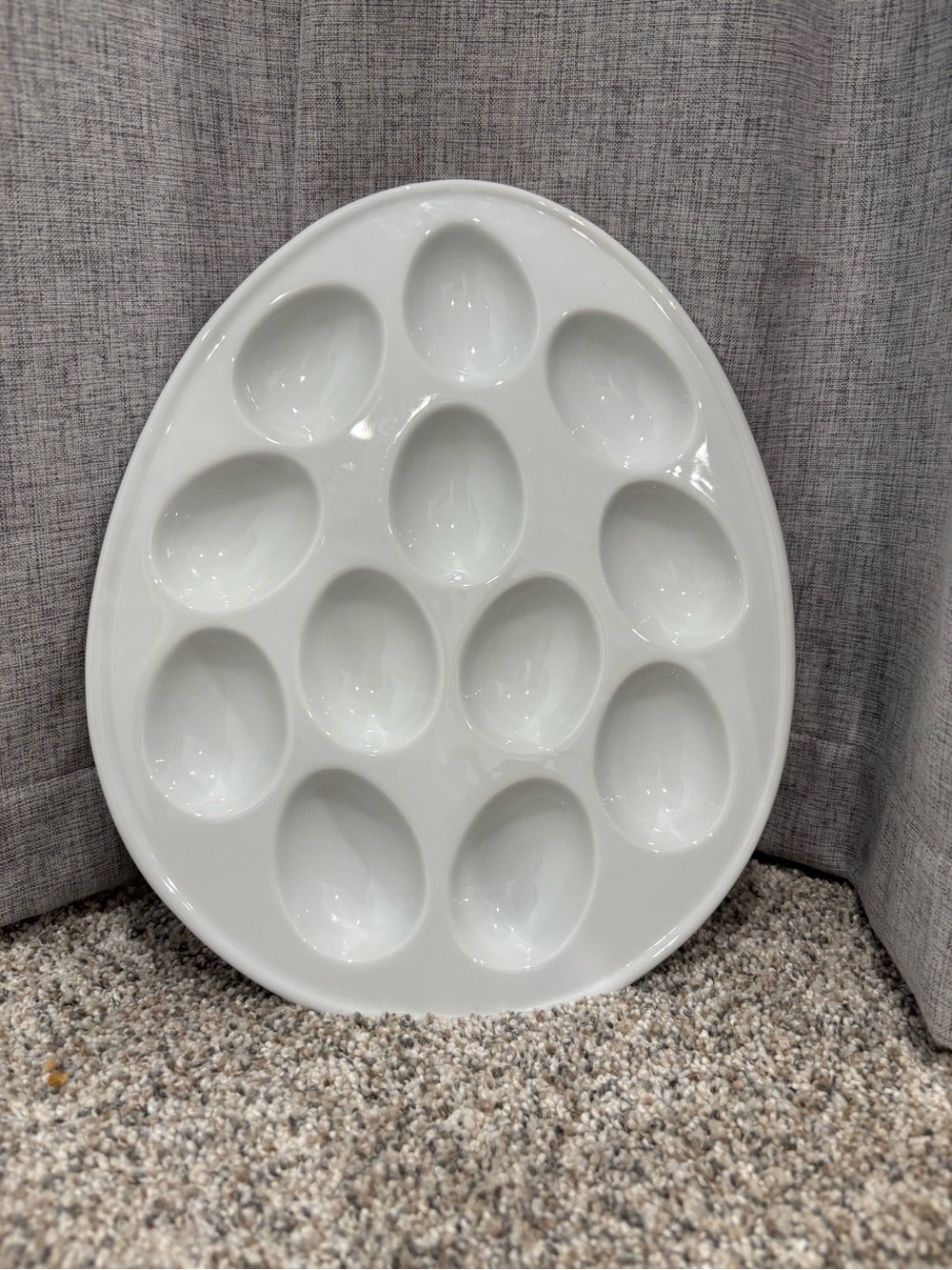 Cordon Bleu White Ceramic Deviled Egg Serving Platter Easter Party Appetizer